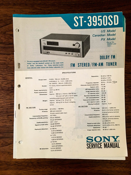 Sony ST-3950SD TUNER Service Manual *Original*