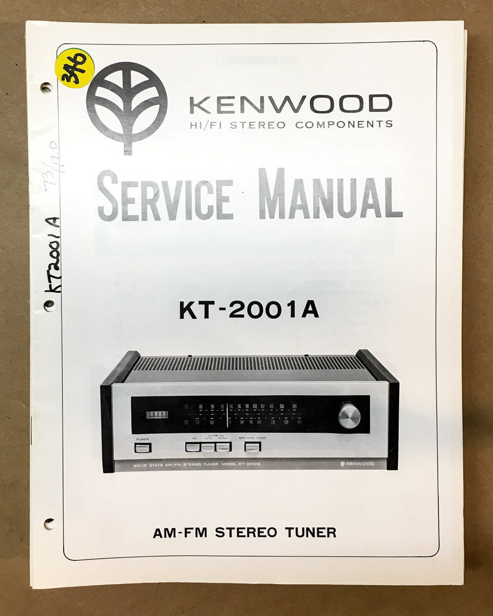 Kenwood KT-2001A Tuner Service Manual *Original* – Vintage Audio Store ...