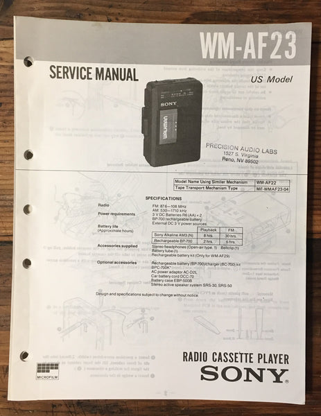 Sony WM-AF23 Cassette Service Manual *Original*