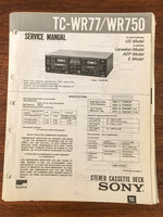 Sony TC-WR77 TC-WR750 Tape Cassette Service Manual *Original*