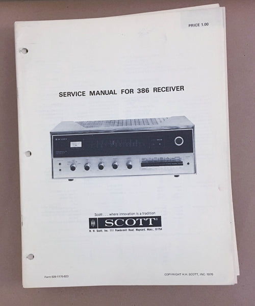 Scott 386 Receiver  Service Manual *Original*