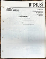 Sony DTC-60ES DAT Supp. Service Manual *Original*