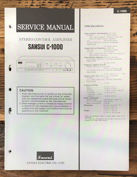 Sansui C-1000 Preamp / Preamplifier  Service Manual *Original*