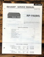 Sharp RP-116 Record Player / Turntable Service Manual *Original*