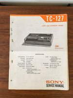 Sony TC-127 Tape Recorder Service Manual *Original*