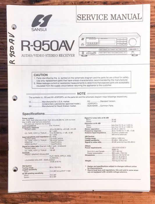 Sansui R-950AV Receiver  Service Manual *Original*