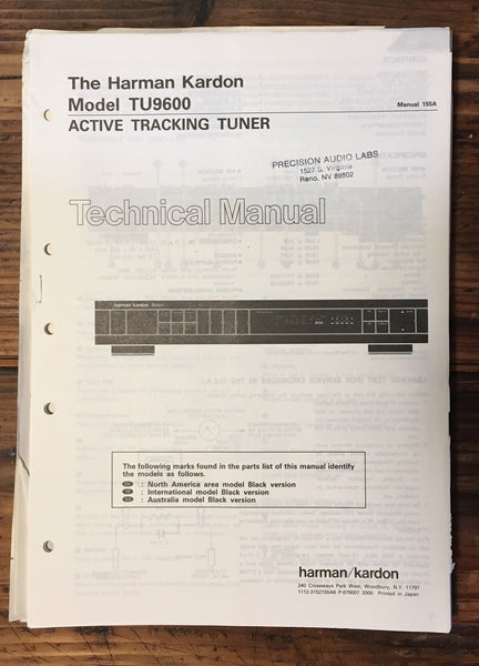 Harman Kardon HK TU9600 TU-9600 Tuner Service Manual *Original*