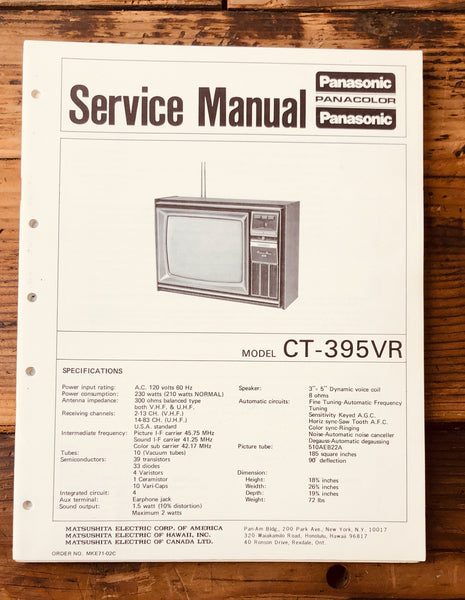 Panasonic CT-395VR TV  Service Manual *Original*