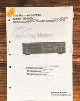 Harman Kardon TD4400 Cassette  Service Manual *Original*