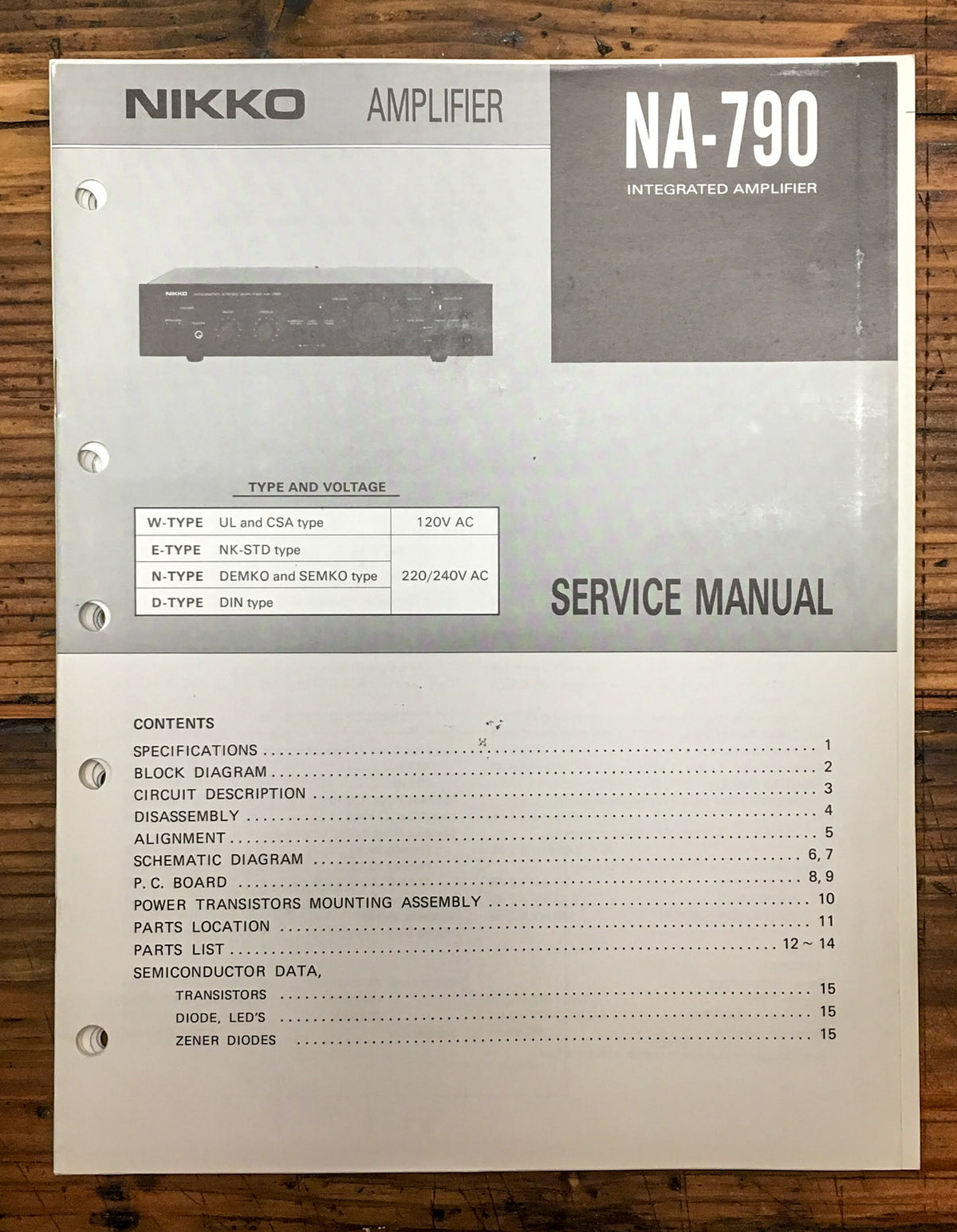Nikko NA-790 Amplifier  Service Manual *Original*