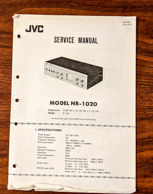 JVC NR-1020 Noise Reduction Service Manual *Original*