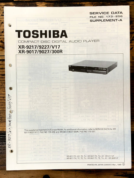 Toshiba XR-9217 -9227 -V17 -9017 -9027 -300R CD Player Service Manual *Original*
