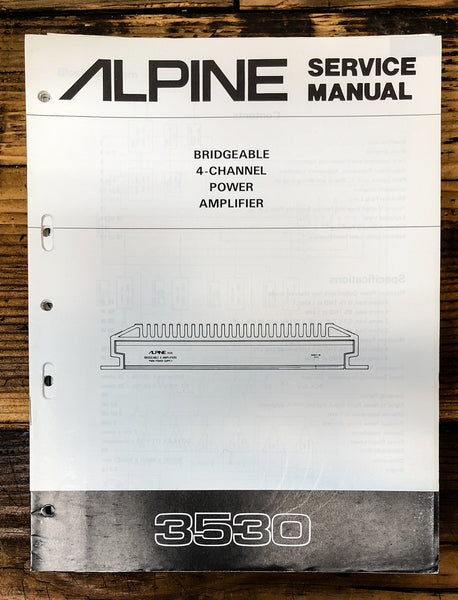 Alpine Model 3530 Power Amplifier  Service Manual *Original*