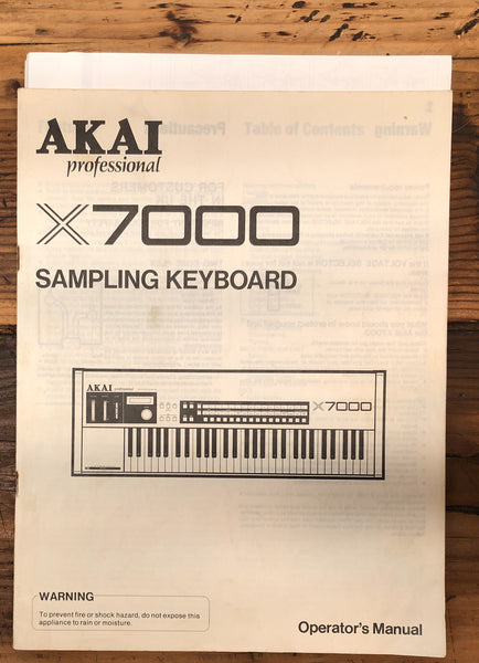 Akai X7000 X-7000 Keyboard  Owner / User Manual *Original*