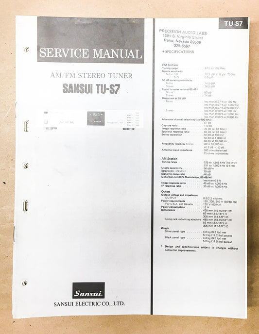 Sansui TU-S7 Tuner Service Manual *Original*