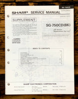 Sharp SG-750CD Radio / Stereo System Service Manual SUPP *Original*