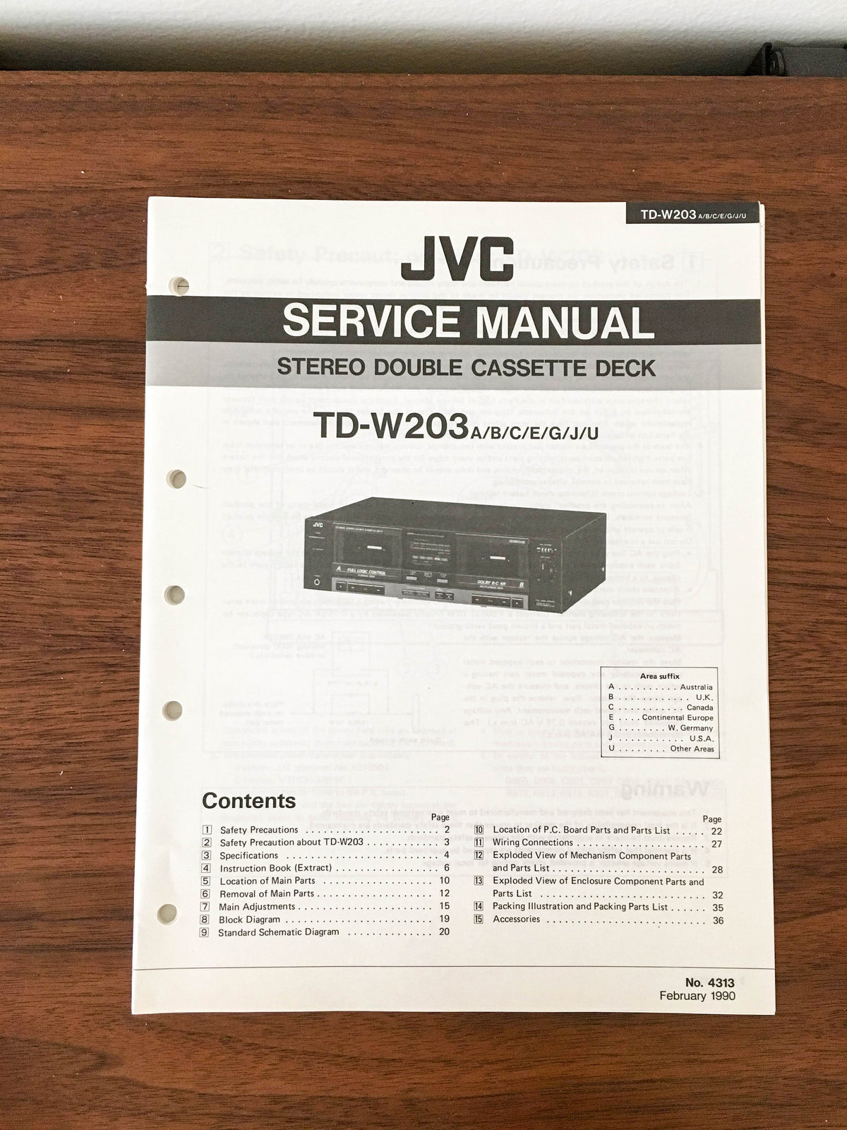 JVC TD-W203 Cassette Service Manual *Original*