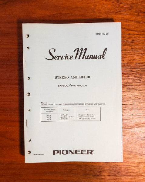 Pioneer SA-800 Amplifier Service Manual *Original*