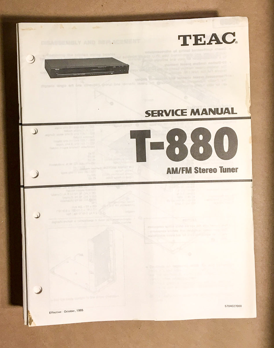 TEAC T-880 Tuner Service Manual *Original*