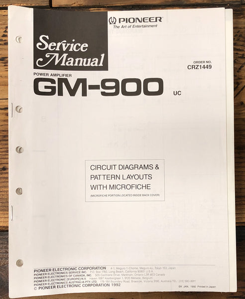 Pioneer GM-900 Amplifier  Service Manual *Original*