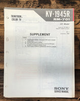 Sony KV-1945R TV Supp. Service Manual *Original*