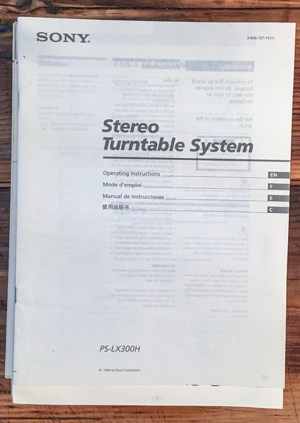 Sony PS-LX300H Record Player / Turntable  Owner / User Manual *Original*