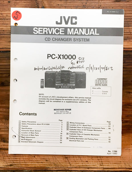 JVC PC-X1000 Stereo  Service Manual *Original*