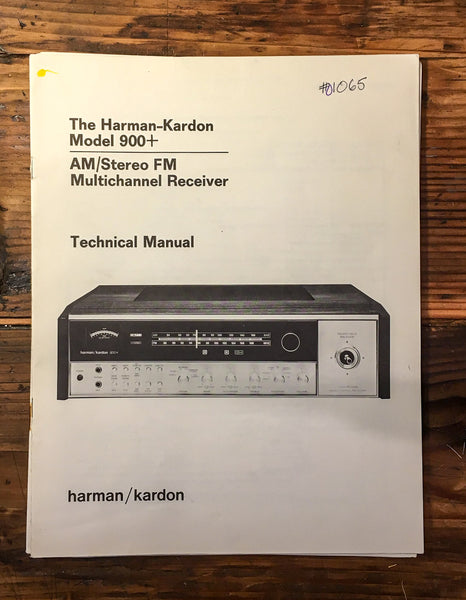 Harman Kardon HK Model 900+ Nine Hundred Plus  Service Manual *Original*