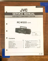 JVC PC-W333 Portable Stereo Boombox Service Manual *Original*
