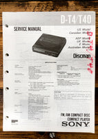 Sony D-T4 D-T40 CD Player / Discman  Service Manual *Original*