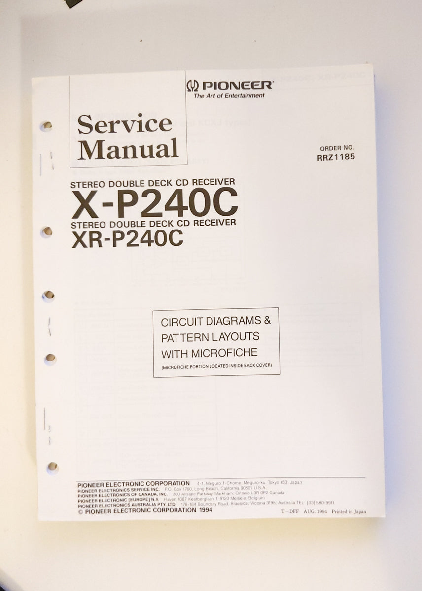 Pioneer X-P240C XR-P240C Stereo System Service Manual *Original*