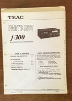 Teac F-300 Cassette Tape Deck  Parts List Manual *Original*