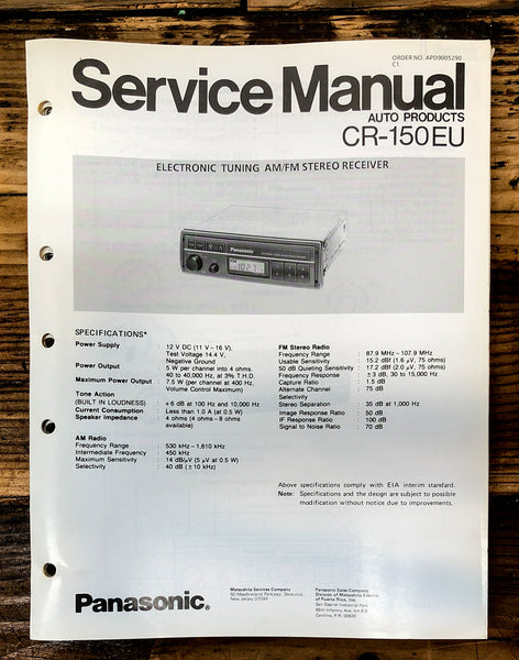 Panasonic CR-150EU Car Stereo  Service Manual *Original*