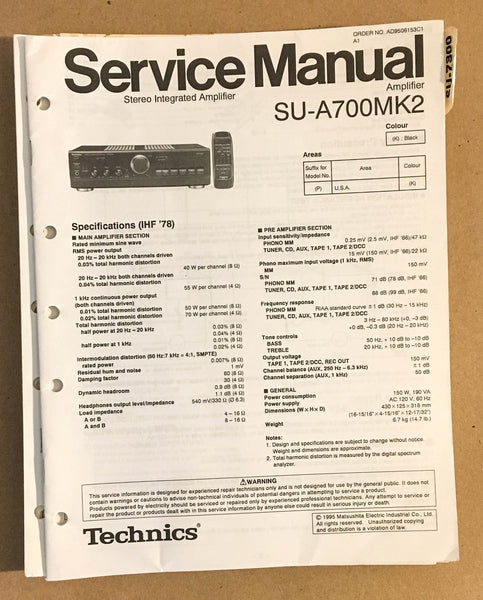 Technics / Panasonic SU-A700 MK2 Amplifier  Service Manual *Original*