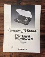 Pioneer PL-600 PL-600X Record Player / Turntable Service Manual *Original*