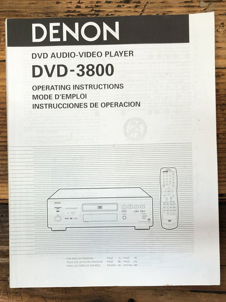 Denon DVD-3800 DVD Player  Owner / User Manual *Original*