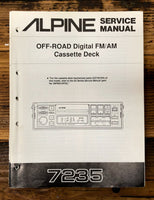 Alpine Model 7235 Car Radio Cassette  Service Manual *Original*