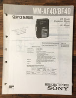 Sony WM-AF40 WM-BF40 Cassette Service Manual *Original*