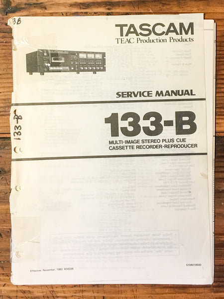 Teac / Tascam Model 133B / 133-B Cassette Service Manual *Original*