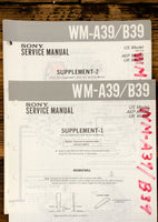 Sony WM-A39 WM-B39 Radio Cassette Supp. Service Manual *Original*