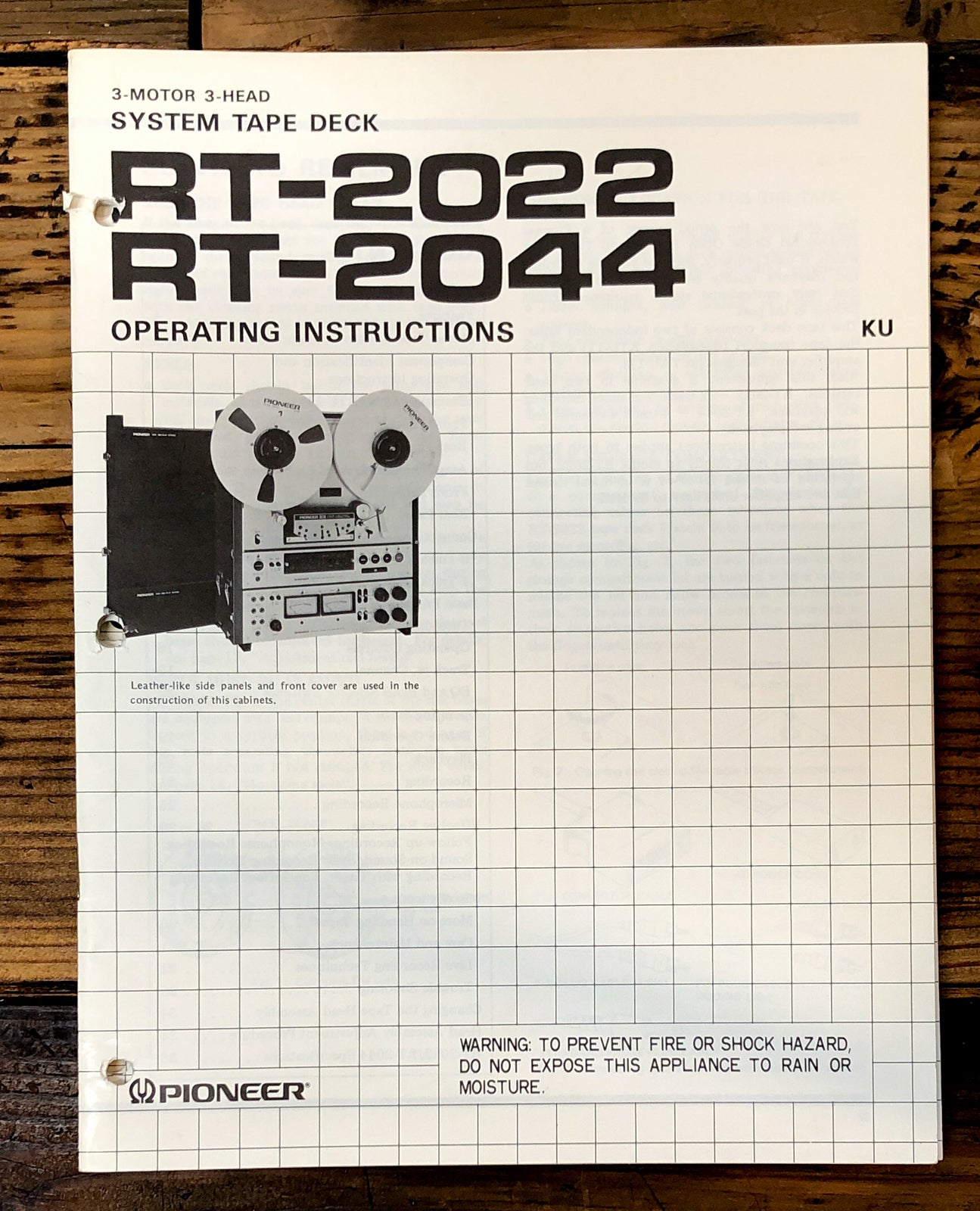 Pioneer RT-2022 RT-2024 Reel to Reel Owner / User Manual *Original*