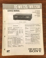 Sony TC-WR720 / TC-WR720A Tape Cassette Service Manual *Original*