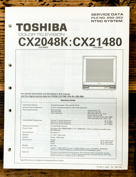 Toshiba CX2048K CX21480 TV Television Service Manual *Original*