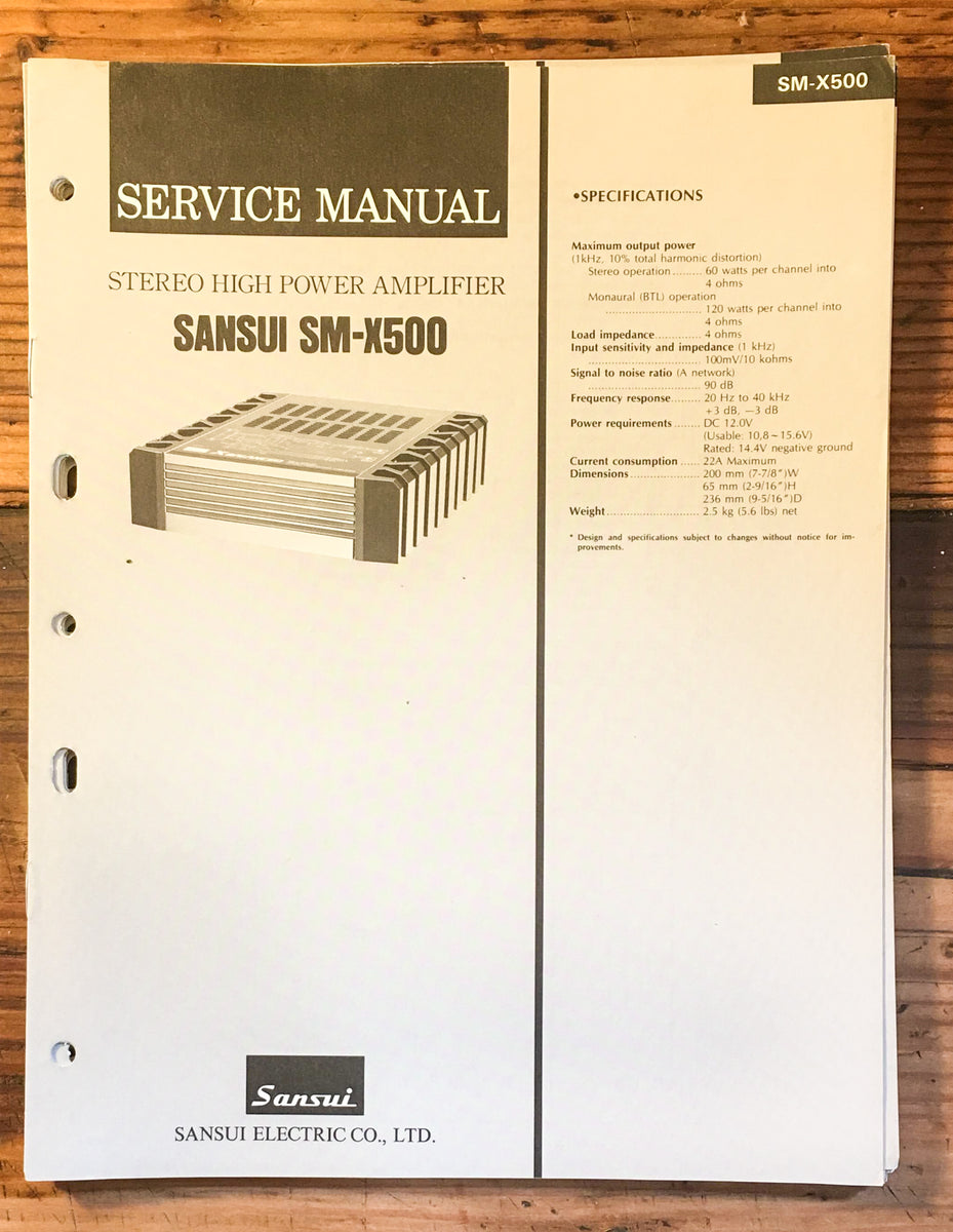 Car Amplifier Service Manual *Original* Vintage Audio Store Vintage