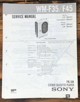 Sony WM-F35 WM-F45 Cassette Player  Service Manual *Original*