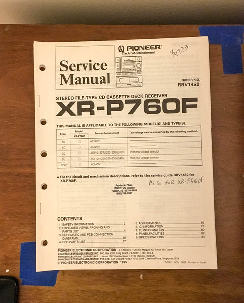 Pioneer XR-P760F Receiver Service Manual *Original*