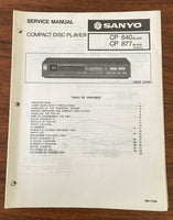 Sanyo CP 640 CP 877 CD PLAYER Service Manual *Original*