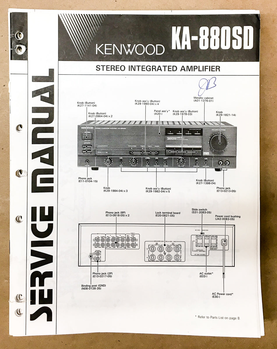 Kenwood KA-880SD Integrated Amplifier Service Manual *Original*