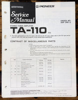 Pioneer TA-110 Amplifier Supp. Service Manual *Original*