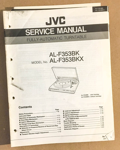 JVC AL-F353 BKX Turntable / Record Player  Service Manual *Original*